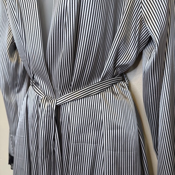 Apt. 9 | Striped Satin Lace Cuffs Open Front Belted Mini Robe - Picture 8 of 16